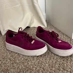 Nike platform air forces suede fuschia pink purple